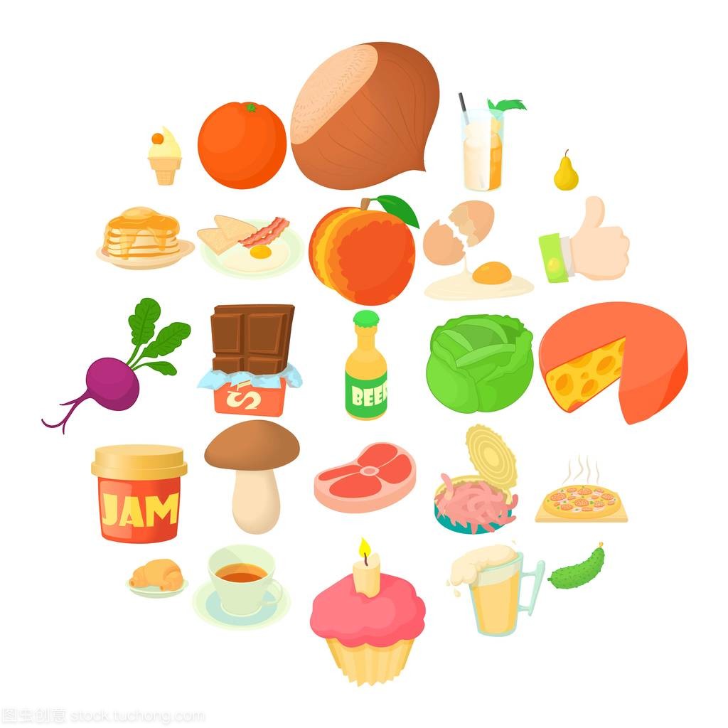 下午的卡通零食圖標(biāo)集 點(diǎn)亮?xí)r光的可愛(ài)美食